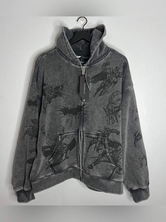 YoungLA Other - YoungLA x Batman Story Board Oversized Zip Up Hoodie 5211 Mens Large Grey NWT